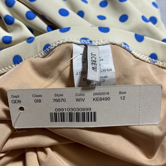 NWT J Crew Underwire Polka Dot Cream & Blue One Piece Bathing Suit Size 12 - Picture 12 of 13